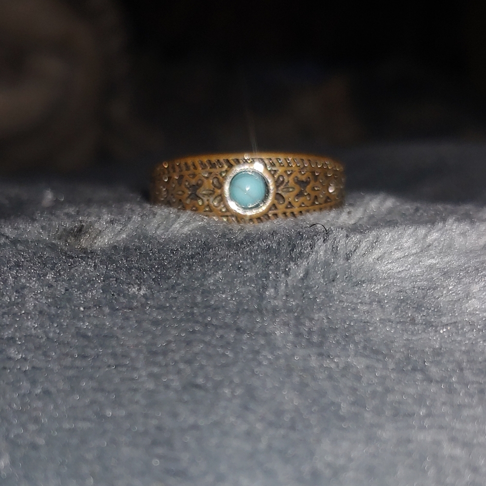 Rusty Silver & Turquoise Ring - Picture 2 of 2